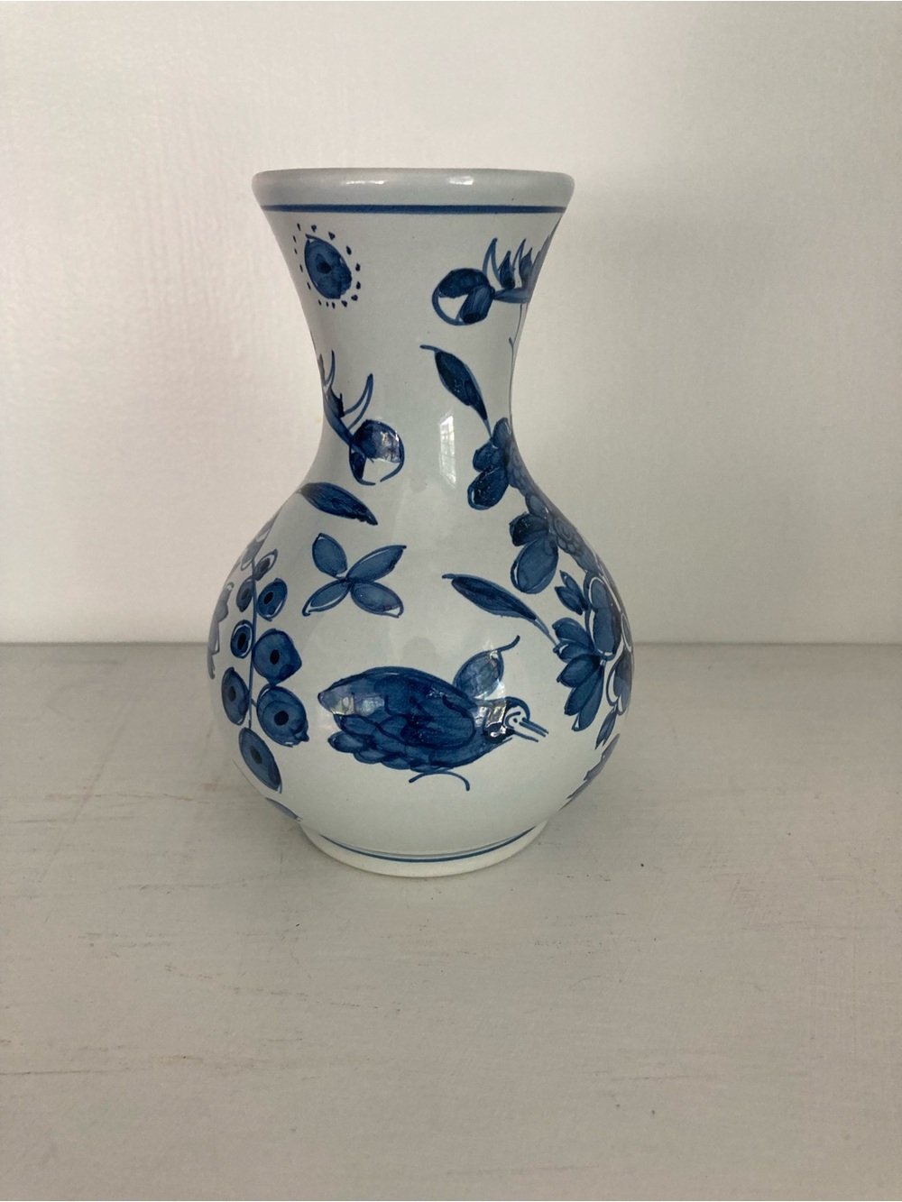 Vintage Blue and White Floral Ceramic Vase - Picture 3 of 11